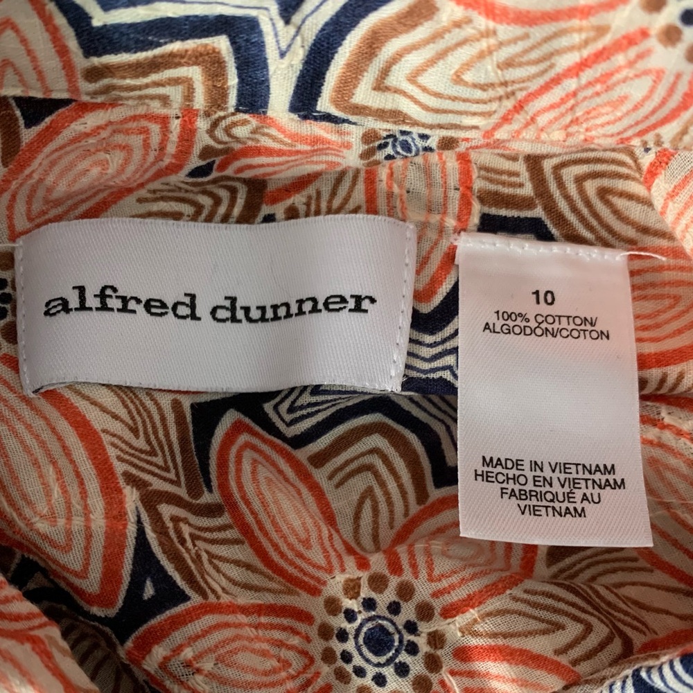 Alfred Dunner Vintage 100% Cotton Floral Print Buttoned Short Sleeves Shirt - Picture 3 of 5